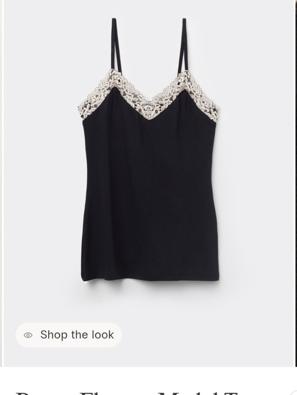 intimissimi Black Cami with Cream Lace Trim